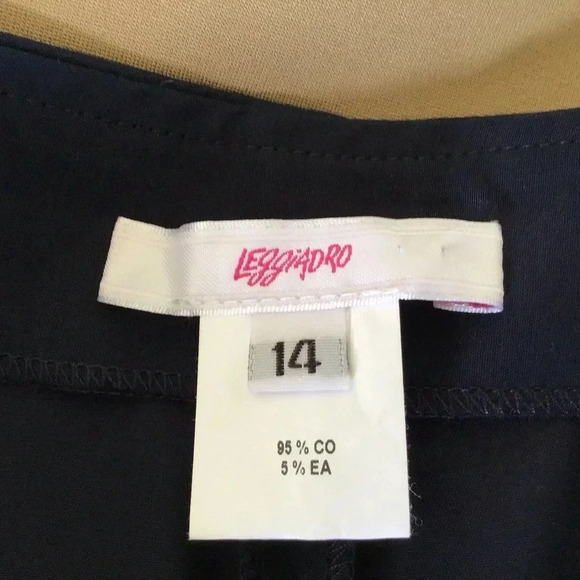 Leggiadro navy stretch cotton crop pants side zip Size 14 - Picture 4 of 7